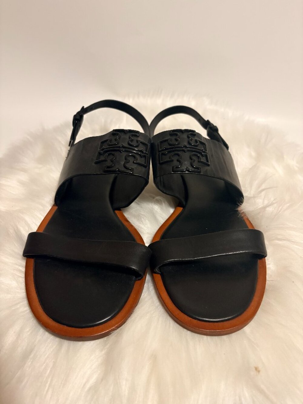 Tory Burch Miller Leather Flat Sandals Black – New Without Tags (NWOT)